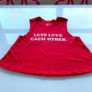 Spiritual gangster “let’s love ❤️ each other” crop tank in heather red